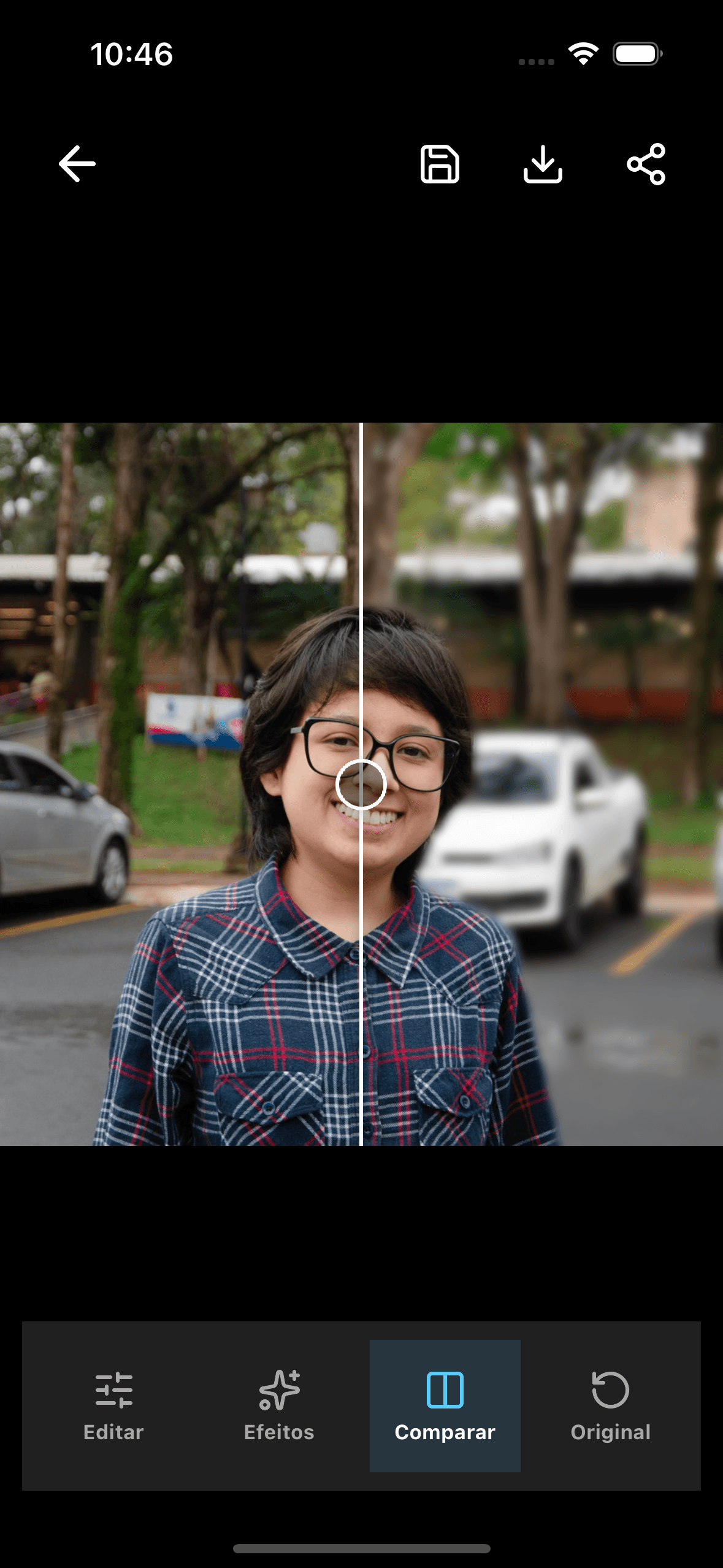 Comparação de background blur antes e depois no Janela